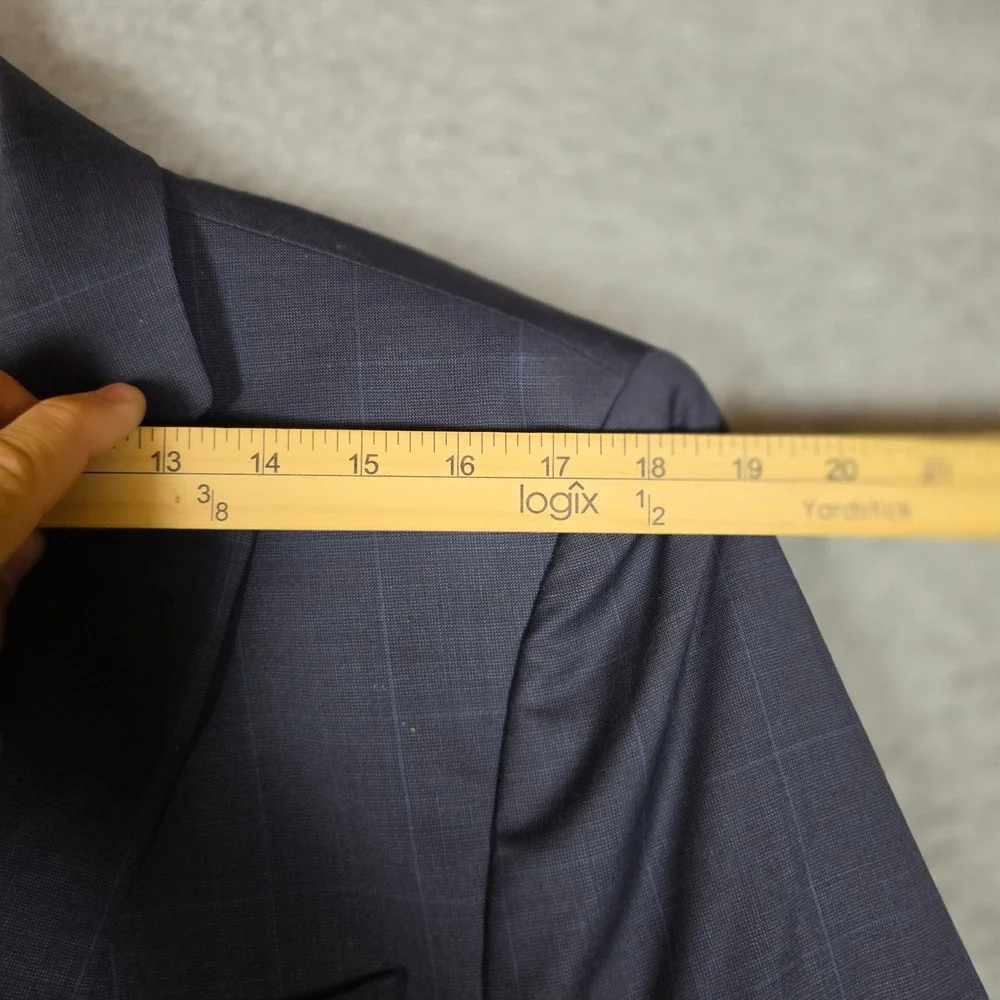 Donald J Trump Sport Coat Mens 42L Blue Office Wool Plaid Blazer Business